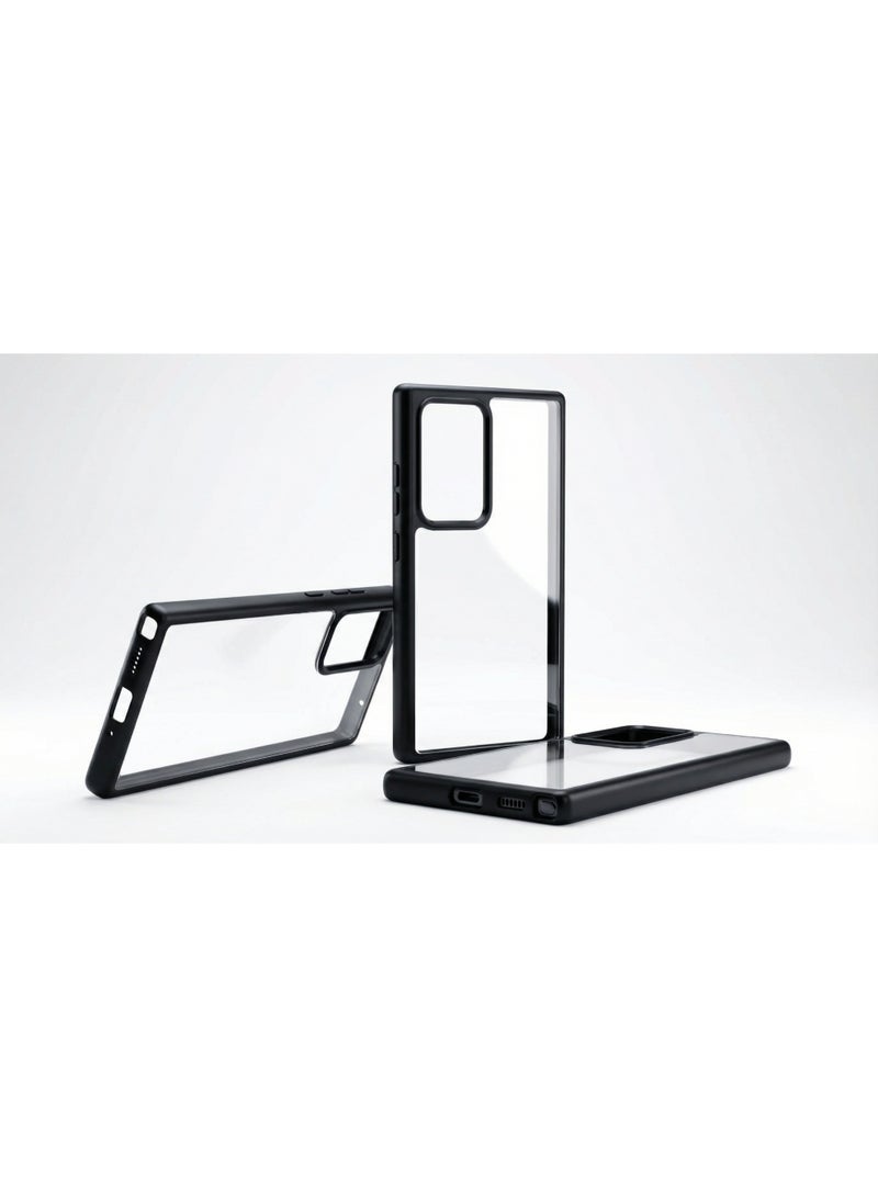 جراب شفاف من سلسلة Magic Mask متوافقة مع حافظة صلبة مضادة للصدمات + غطاء خلفي صلب واقٍ من السيليكون الشفاف مع إطار أسود من السيليكون لهاتف سامسونج نوت 20 الترا - Image 1